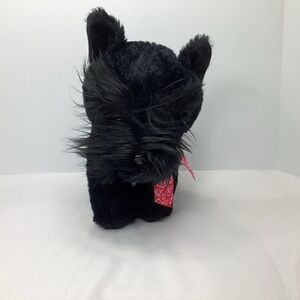 Walmart Black Scotty Scottish Terrier Dog 12 inches Standing W Heart Bow Plush